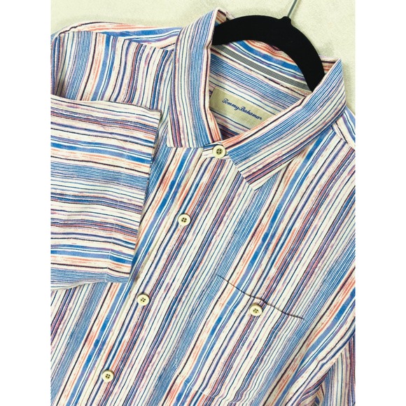 Tommy Bahama Other - Tommy Bahama ISLAND ZONE Shirt Mens Large Silk‎ Blend Striped